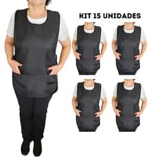 15 Kit Avental Bata Jaleco Feminino Uniforme Com 2 Bolsos