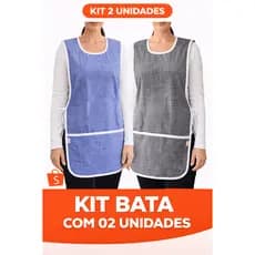 Kit 02 Bata GG Grande Xadrez Avental Jaleco Reforçada Bolso Uniforme