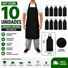 Kit 10 Avental De Frente Oxford Profissional Restaurante