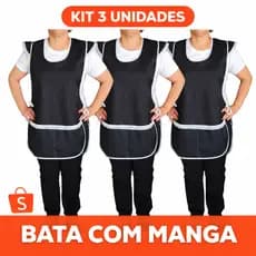 Kit 03 Bata Avental Jaleco Uniforme Manga Renda Babado