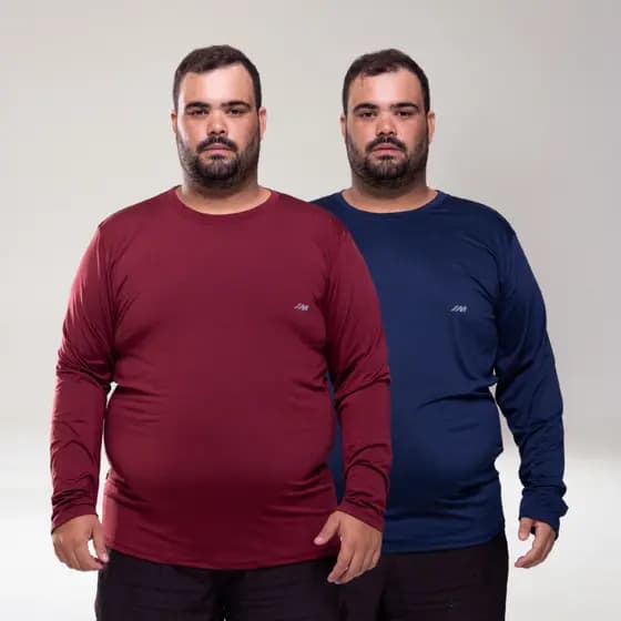 Kit 2 Camisa Proteção Solar Plus Size Unissex Segunda Pele UV 50+ Tamanho G1 G2 G3 G4 G5