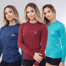 Camisa Térmica Feminina Proteção Uv 50+ Segunda Pele Camiseta Malha Fria Manga Longa