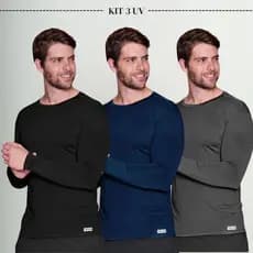 Kit 3 Camisas Proteção solar UV Masculina Térmicas UV 50+ Malha Fria Proteção Solar