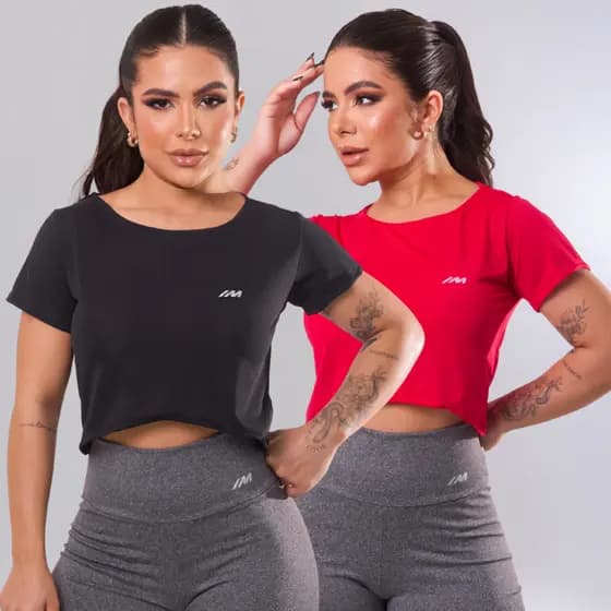 Kit 2 Cropped Feminino Academia Fitness Caminhada Corrida