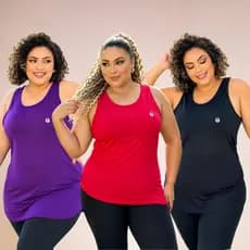 KIT 3 Regata Academia Feminina Plus Size  Dri Fit Blusa Caminhada Musculação Treino G1 G2 G3