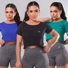 Kit 3 Cropped Fitness Feminino Treino Academia Respirável Estiloso Esportivo Corrida Esporte Caminhada
