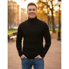 Cacharrel Masculina Camiseta Manga Longa  Gola Alta Canelada