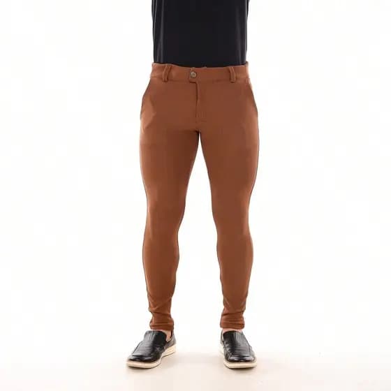 Calça Masculina Super Skinny  Bengaline Canelado Caramelo