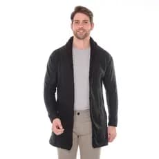 Cardigans Masculino Softh Preto Com Pelinhos na Gola