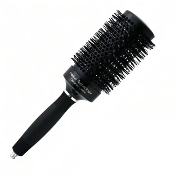 Escova de Cabelo Nano Technology Preta 70mm Profissional Redonda Anti-Frizz para Secagem Rápida e Brilho nos Fios