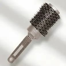 Escova de Cabelo Térmica Profissional com Corpo de Cerâmica Vazada Cerdas Mistas Javali Nylon 70mm Dourada