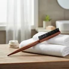 Escova de Cabelo Para Acabamento Madeira Com Três Fileiras Cerdas De Javali Profissional Para Penteados Cor Marrom-escur
