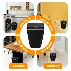 Lixeira Sensor Inteligente  Abre Sem Toque Ideal Ambientes Internos Moderna Higiênica Prática 16 Lt