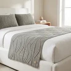 PESEIRA MANTA TRICÔ CAMA CASAL QUEEN 230X60cm +2 CAPA DE ALMOFADA 60X40cm  H02
