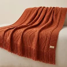 Manta de Tricô Para Sofá Poltrona Cobertor Cama Franjas 150x90cm Usufruto Decoração Sala H01