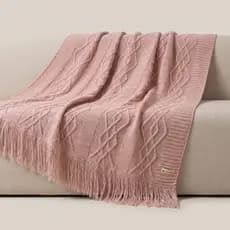 Manta de Tricô com Franjas Para Sofá Poltrona Cobertor Cama 150x90cm Usufruto Decoração Sala C05