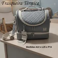 Frasqueira Térmica Maternidade Personalizada Nome Bebê Luxo Matelassê Bolsa Térmica Bebê Impermeável Personalizada