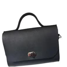 Bolsa Feminina Transversal Tiracolo Bolsa de ombro Preto Couro Sintético com Fecho Giratório