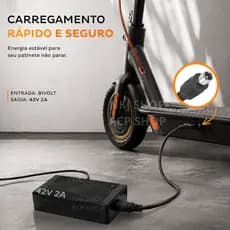 Carregador 42V 2A para Patinete Elétrico Xiaomi M365 Pro Foston Ninebot Bivolt Plug 8mm Pronta Entrega