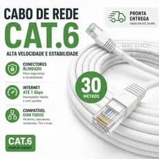 Cabo de Rede CAT6 Gigabit Internet RJ45 Blindado Internet Alta Velocidade - Pronto para Uso 5M 15M 30M