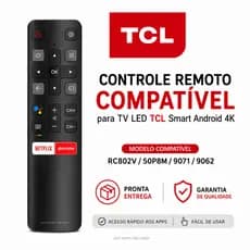 Controle Remoto Compatível TCL Smart TV Android 4K Netflix GloboPlay RC802V 50P8M 9071 9062