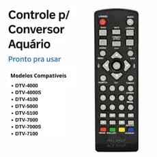 Controle Remoto Para Conversor Digital Aquário DTV 4000 5000 6000 7000 LE-8015 7458 Com Pilhas