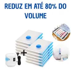 Kit Saco a Vácuo Roupas Edredom Com Bomba Elétrica Ideal para Viagem Organização Economia de Espaço