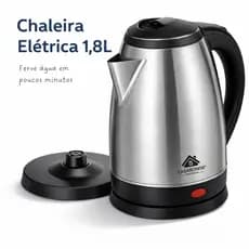 Chaleira Elétrica Inox 1,8L 110V Jarra com Desligamento Automático para Chá e Café CASA BONITA