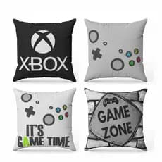 Kit 4 almofadas decorativas cheias 30x30cm - Decoração gamer video game - MD0174