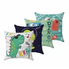 Kit 4 almofadas cheias 30x30cm decoração Dinossauro infantil quarto cama berço
