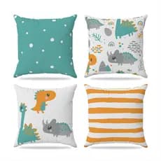 Kit 4 almofadas cheias decoração infantil dinossauro 30x30cm