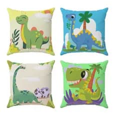 Kit 4 Almofadas Cheias Decoração Infantil Dinossauro 30x30cm