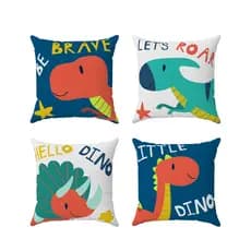 Kit 4 almofadas cheias decorativas dinossauro - Decoração quarto infantil Berço Cama