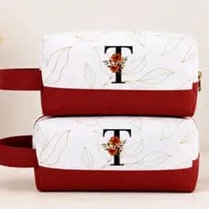 Necessaire com Alça Personalizada com Inicial | Necessaire Feminina Viagem | Organizadora de Maquiagem Bolsinha com alça