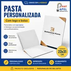 Pasta Personalizada Com Bolsa | Impressão Alta Qualidade | 10 a 50 Unidades (ESCOLHER VARIAÇAO)