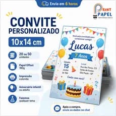 Convite Personalizado 10x14cm  20 a 50 Unidades Fazemos Qualquer Tema  Offset 180g  Aniversário Infantil ou Adulto