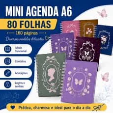 Mini Agenda A6 Caderno Bloco de Anotações 80 Folhas 160 Páginas com Miolo Funcional