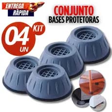 Conjunto 04/02 Bases Base Pés Protetoras Fogão Geladeiras Móveis Cadeiras Multiuso Universal Clink- 9x9,5x3,5cm Multiuso