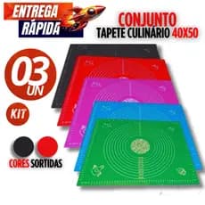 Conjunto KIT 3/2/1 Tapete Culinário 40X50 de Silicone Para Casa Cozinha Pão Doce Massas Antiaderente Tapete Para Assar
