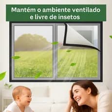 Tela Mosquiteira com Velcro Telinha para Janela Contra Insetos e Dengue Tela Resistente Removível Branca Preta Cinza