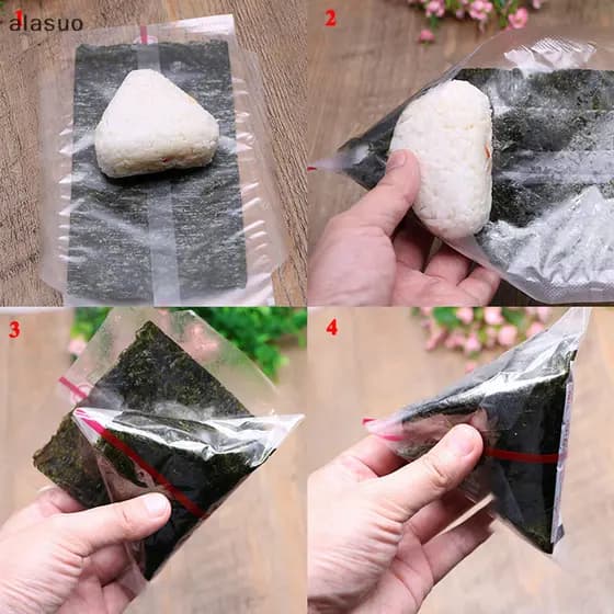 [alasuo] 20 Unidades De Saco De Embalagem De Arroz Triangular De Camada Dupla Sushi Onigiri De Algas Marinhas [BR]