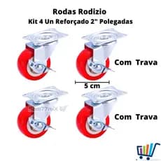 Rodinhas Rodas Rodizio Giratório Kit 4 Unidades Reforçado 2 Polegadas Anti Risco Para Moveis