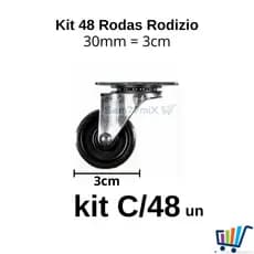 Kit 48 Rodinhas Para Móveis Rodas Rodizio Giratória Reforçada 30mm