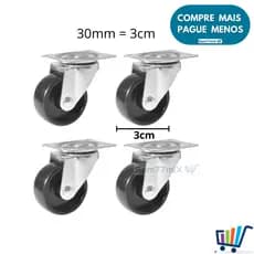 Kit 4 Rodinhas Para Moveis Vaso Roda Rodizio Giratório Reforçado 30mm