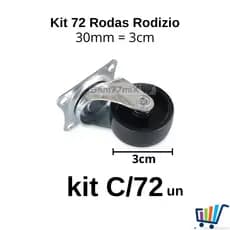Kit 72 Rodinhas Para Moveis Roda Rodizio Giratório Reforçado 30mm