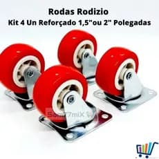 Kit 4 Rodas Rodizio Giratório  Reforçado 1,5 e 2 Polegadas Poliuretano Anti Risco Para Moveis Pesado