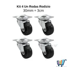 Kit 4 Rodinhas Rodas Rodizio Giratório Reforçado 30mm Para Moveis