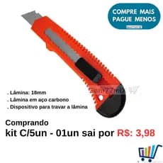Estilete Profissional Reforçado Lâmina 18mm Com Trava