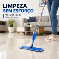 Mop Spray com Reservatório 380ml Microfibra Giratório Limpeza Piso Laminado Porcelanato