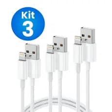 Kit 3 Cabos Turbo Compatível Com Iphone Carregador Usb 1 Metro